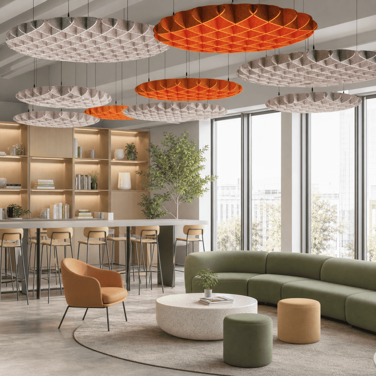 Decorative Acoustic Ceiling Panels for Office and Commercial Interiors