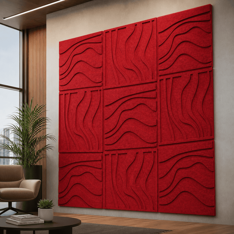 3D Wave Polyester Acoustic Wall Panel | Decorative Sound Absorbing Panel for Office, Studio, Meeting Room & Home
