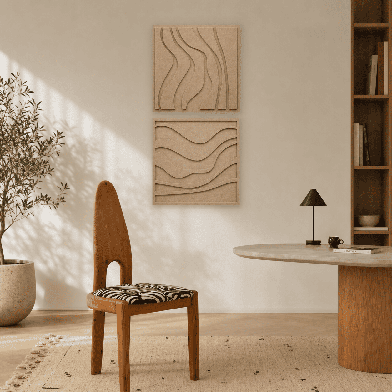 3D Wave Polyester Acoustic Wall Panel | Decorative Sound Absorbing Panel for Office, Studio, Meeting Room & Home