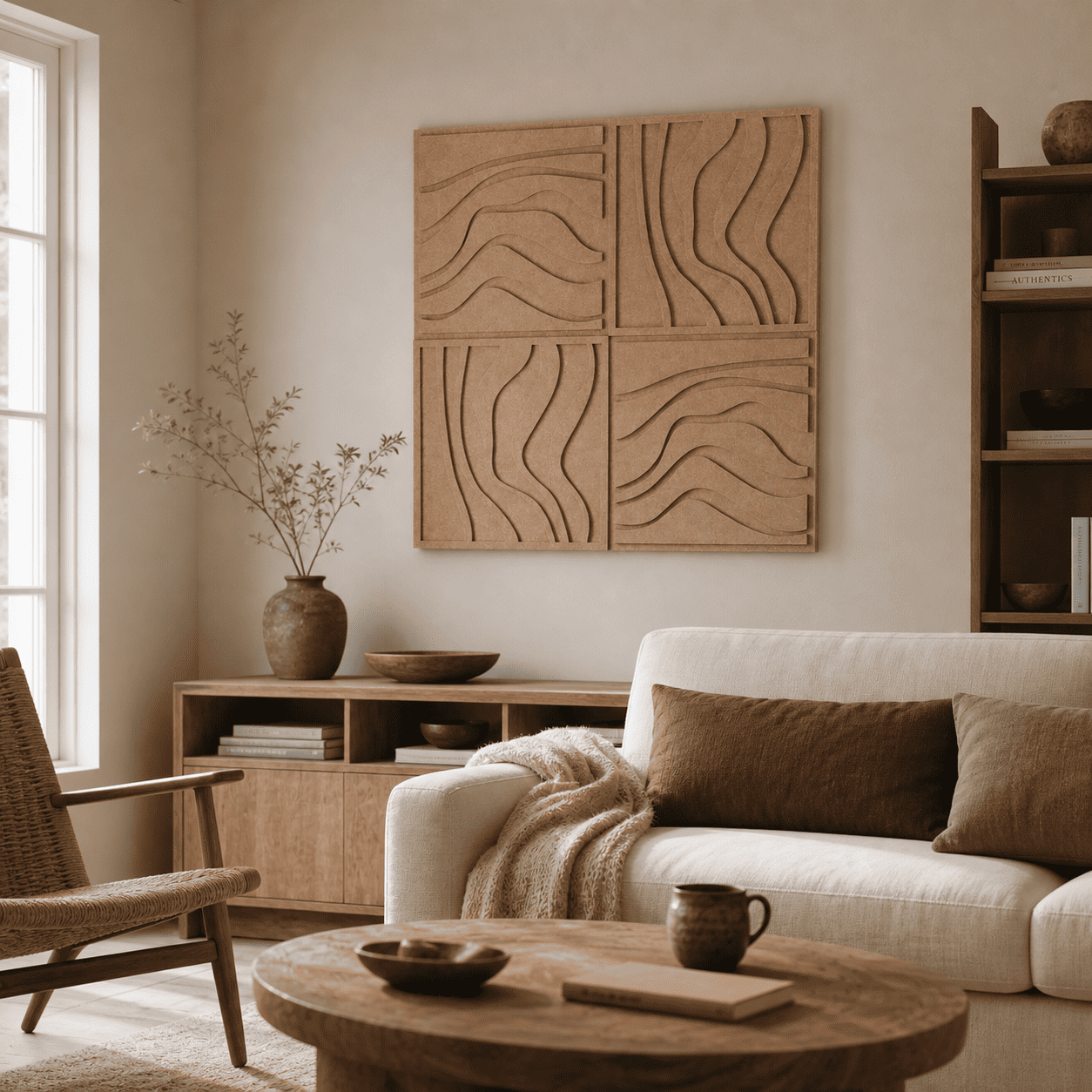 3D Wave Polyester Acoustic Wall Panel | Decorative Sound Absorbing Panel for Office, Studio, Meeting Room & Home